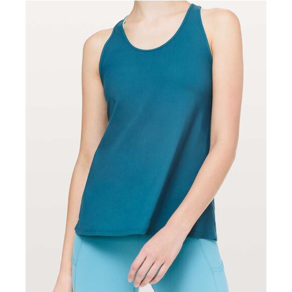 Lululemon Cross Conditioning 2-In-1 Tank Medium Support B/C Cup Carbon Blue Sz 4 - Picture 3 of 10